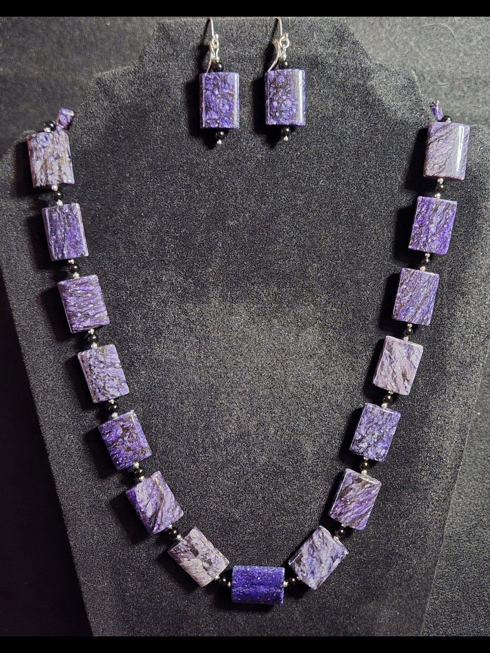 Artisan Charoite Necklace & Earrings Set